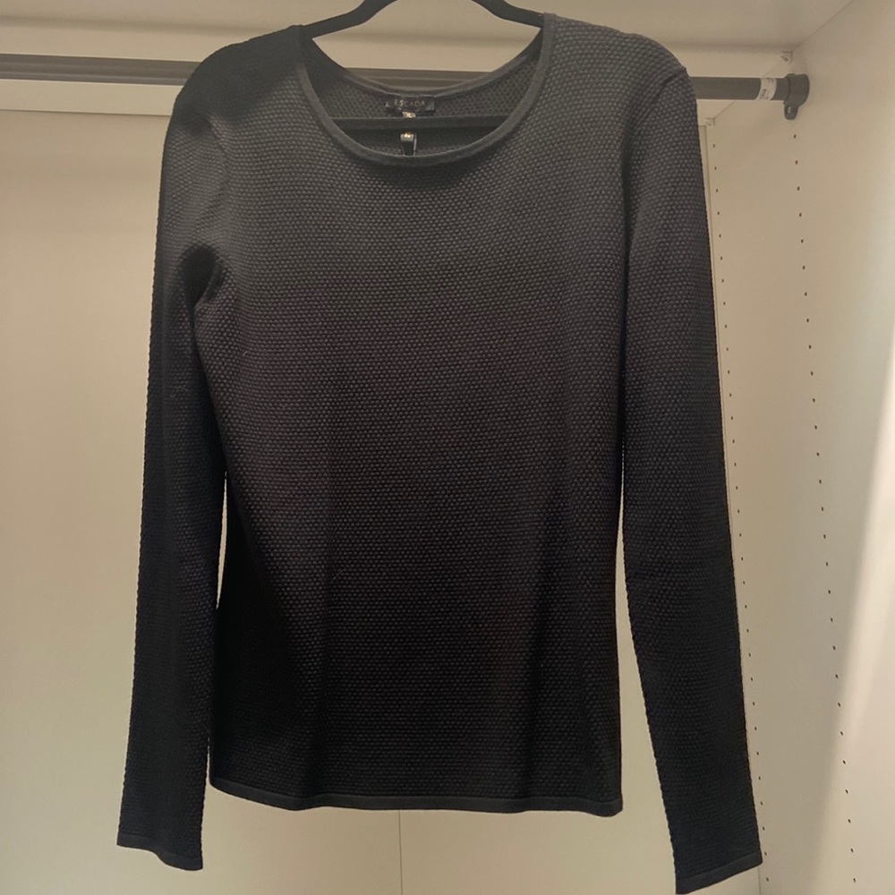 Escada black waffle knit pullover sweater  XL NWT